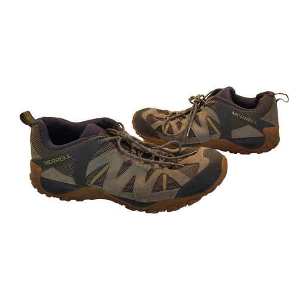Merrell Alverstone Mens Hiking Shoes Size 15 Brown Suede Mesh Low Top J034697